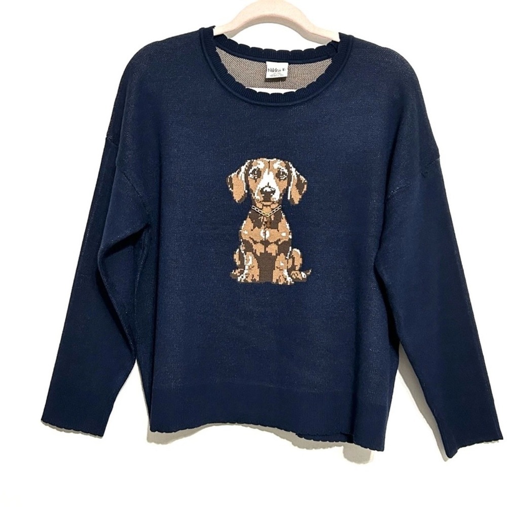 NEW Nikka K NAVY Dachshund Dog
Sweater Puppy Gold Collar STAR HIGH QUALITY SZ L - Picture 7 of 12